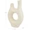 14" Beige Paper Mache Abstract Double Opening Vase